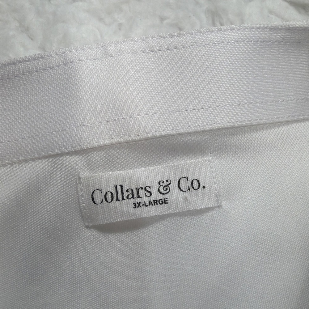 Collars and Co Firm Dress Collar Polo Shirt Mens 3XL XXXL Solid White Office New - Picture 6 of 10